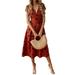 Women High Waist Dress Zeiger Casual Holiday Party Dresses Dot Printed Lace Up Long Dress