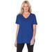 Plus Size Women's Perfect Short-Sleeve V-Neck Tee by Woman Within in Bright Cobalt (Size 4X) Shirt