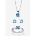 Women's 3-Piece Birthstone .925 Silver Necklace, Earring And Ring Set 18" by PalmBeach Jewelry in March (Size 7)
