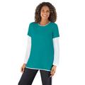 Plus Size Women's Layered-Look Crewneck Tee by Woman Within in Waterfall (Size 30/32) Shirt