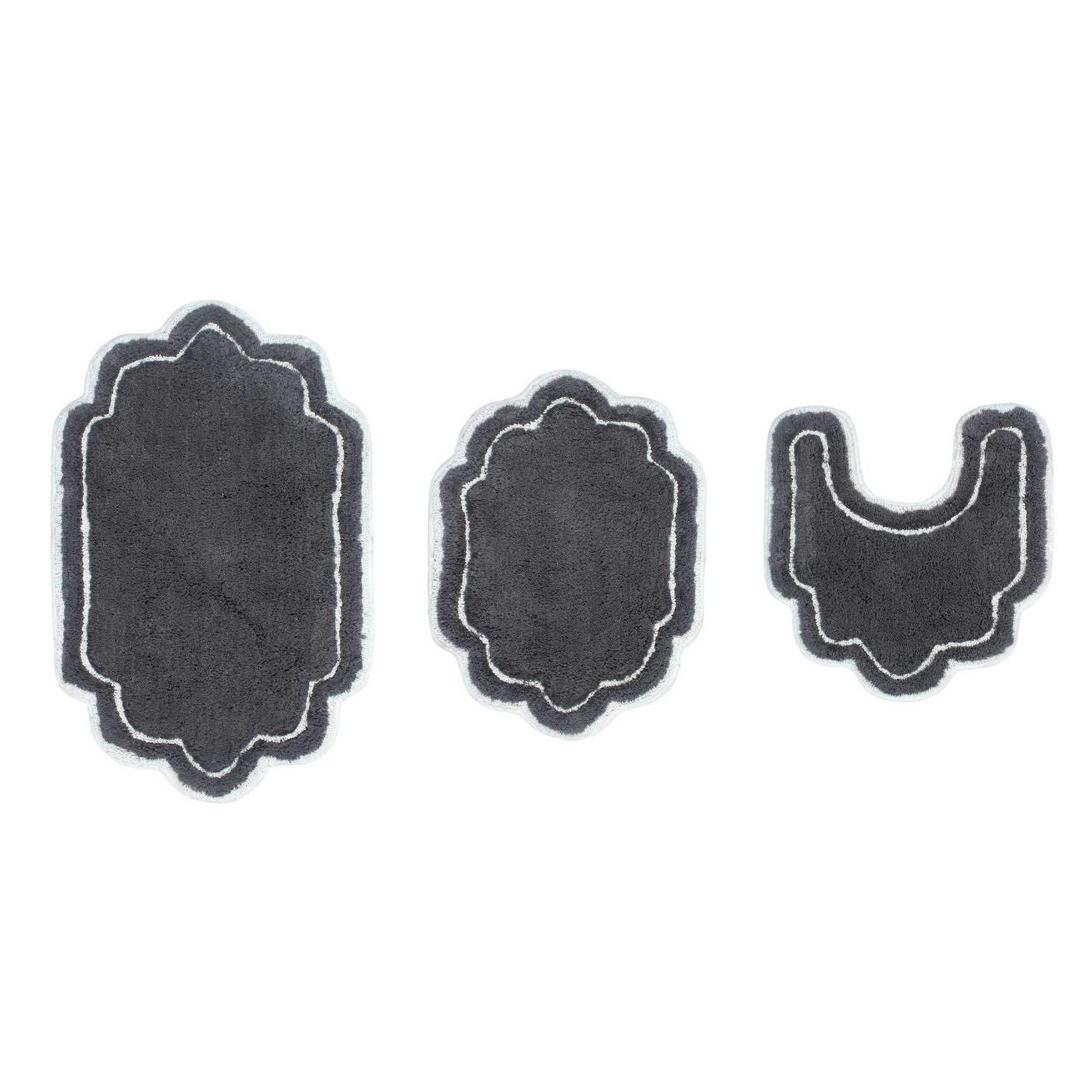 Allure 3-Pc. Bath Rug Set by Home Weavers Inc in Dark Grey