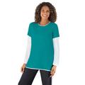 Plus Size Women's Layered-Look Crewneck Tee by Woman Within in Waterfall (Size 34/36) Shirt