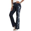 Plus Size Women's Whitney Jean with Invisible Stretch® by Denim 24/7 in Blue Swirl Embroidery (Size 30 W) Embroidered Bootcut Jeans