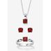 Women's 3-Piece Birthstone .925 Silver Necklace, Earring And Ring Set 18" by PalmBeach Jewelry in January (Size 6)