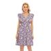 Women's Mini Dress Vintage Daisy Print V Neck Sleeveless Dress Casual Dress