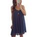 VEAREAR Dress Chiffon Plus Size Solid Color Pleated Comfortable to Wear Navy Blue