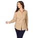 Plus Size Women's Stretch Cotton Poplin Shirt by Jessica London in New Khaki (Size 16 W) Button Down Blouse