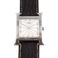 Pre-ownedHermes Womens Leather Solid Stainless Steel Heure H Watch Silver One Size