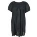 Women Black COTTON DRESS, Loose Bohemian Retro Summer Embroidered Housedress ML