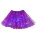 MIARHB Plus Size Skirt Floral Print Women skirt Women Star Sequins Mesh Pleated Tulle Princess Skirt With LED Small Bulb Skirt