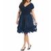 SLNY SL Fashions $139 Womens Navy Rosette Fit + Flare Dress 20W Plus