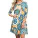 Sexy Dance Women Summer Dress Casual Ethnic Style T Shirt Dresses Geometric Print Short Sleeve Loose Swing Dress Beach Sundress With Pockets