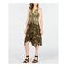 INC Womens Gold Animal Print Keyhole Below The Knee Fit + Flare Evening Dress Size S