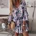 New Women's Middle Waist Summer Dress Pullover Printed Floral Mini Dress Ruffles Half Sleeve Dress Casual Design Mini Dress