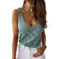 Colisha Women Knit Racerback Tank Top Vest Sexy V Neck Summer Beach Cover Up T Shirt Blouse Cozy Crop Tops Light Blue L(US 10-12)