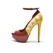 Schutz Women's Star Peep Toe Unique Flame Platform Ankle Strap Pumps (tabasco red/yellow, 7.5)