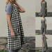 Follure Women Cotton Linen Pinafore Square Cross Apron Garden Work Pinafore Dress