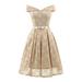 Meterk Women Lace Skater Dress Off the Shoulder Bow Pleated A-Line Bridesmaid Evening Party Gown Dress