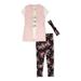 Forever Me Girls Rayon Twill Vest, Graphic T-Shirt and Leggings with Scrunchie, 3-Piece Outfit Set, Sizes 4-12