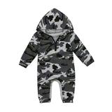 Owl's-Yard Baby Boys Romper Infant Camouflage Cotton Long Sleeve Hooded Pocket Bodysuit Cqh