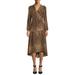Scoop Blouson Sleeve High Low Maxi Dress Leopard Print Women's
