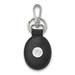 Solid 925 Sterling Silver Official Wake Forest University Black Leather Oval Key Chain - 74mm x 31mm