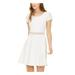 SEQUIN HEARTS Womens White Cut Out Solid Short Sleeve Jewel Neck Short Fit + Flare Party Dress Size 15