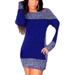 Women Knitted Long Sleeve Sweater Dress Casual Ladies Fashion Off Shoulder Package Hip Dress Pullover Jumper Sweater