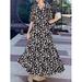 ZANZEA Women V Neck Short Sleeve Long Dress Floral Print Casual Holiday Dresses