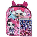 Girls LOL Surprise Mini Backpack 12" Diva MC Swag w/ 3D Raised Stickers (24-CT)