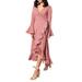 Luiryare Women Boho Maxi Dress Polka Dots Tunic Dress Chiffon Beach Long Dress