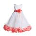 Ekidsbridal White Floral Rose Petals Tulle Flower Girl Dress Wedding Tulle Dresses Pageant Dresses Ball Gown Special Occasions Dresses Easter Summer Dresses Holiday Dresses Toddler Girl Dresses 007