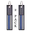 American Flag Keychain Tag with Key Ring and Carabiner - Police Law Enforcement - Keys, Cars, Motorcycles, Backpacks, Luggage, and Gifts - EDC (Thin Blue Line)