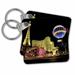 3dRose Paris Hotel and Casin at Las Vegas Strip United States - Key Chains, 2.25 by 2.25-inch, set of 2