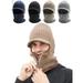 GustaveDesign 2 In 1 Men Winter Warm Balaclava Beanie Hat with Fleece Lining Zipper Neck Scarf Warmer Ear Protector Knitting Stripes Hat and Scarf Conjoined Set "Khaki"
