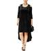 NY Collection Womens Plus Velvet Cold Shoulder Midi Dress