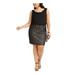 BCX Womens Black Glitter Lace Animal Print Sleeveless Cowl Neck Above The Knee Sheath Cocktail Dress Size 3X