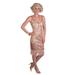 Western Fashion 2540-S Art Deco Open Back Beaded Dress, Rose Gold - Small