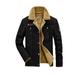 Men Velvet Winter Coat, Jacket, Stand-up Collar Metal Buttons Chest Pocket Sewing Warm Slimming Clothes