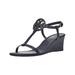 Tory Burch Womens Miller Leather T-Strap Wedge Sandals