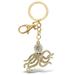 Aqua79 Octopus Keychain - Gold 3D Sparkling Charm Rhinestones Fashionable Stylish Metal Alloy Durable Key Ring Bling Crystal Jewelry Accessory With Clasp For Key Chain, Purse, Bag, Backpack, Handbag