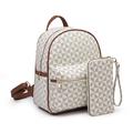 POPPY 2-in 1 Women Backpack Purse PU Leather Shoulder Daypack with Matching Wallet 2Pcs Set