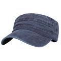 WITHMOONS Flat Top Washed Baseball Cap Military Style Cadet Hat KZ40037 (Navy)