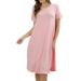 Womens & Plus Round Neck Short Sleeve Knee Length A-Line Swing Trapeze Dress