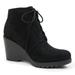 Soda Women Ankle Boots Lace Up Combat Booties Wedge High Heel Faux Suede FLECHA-S Black NB 6