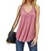 Sleeveless T-shirt Women Summer V Neck Sexy Vest Casual Loose Top, Red, S