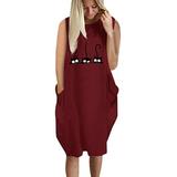 Women's Baggy Summer Beach Plus Size Sleeveless Midi Dress Casual Loose Sundress