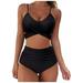 New Women's Halter Bikini High Waisted Swimsuits Cross Wrap Two Piece Strappy Bathing Suits