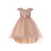 Cinderella Couture Girls Blush Glitter Hi-Low Flower Girl Dress 2-6