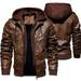 Men's Fashion Jackets Collar Slim Motorcycle Leather Jacket Coat Outwear Warm Hooded Coat Jackets M-4XL